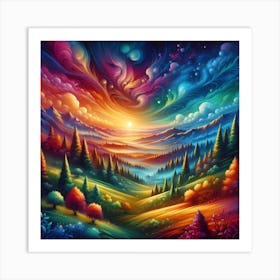 Psychedelic Landscape Painting Art Print