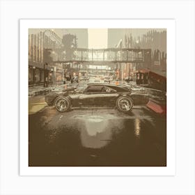 Car In The Rain Art Print