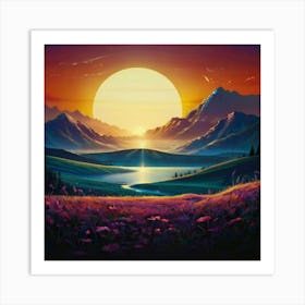 Sunset In The Mountains 1 Art Print