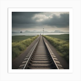 A Person Stepping Onto A Train Platform A Road Winding Through Changing Landscapes Or A Ship Sailing 287294392 Art Print