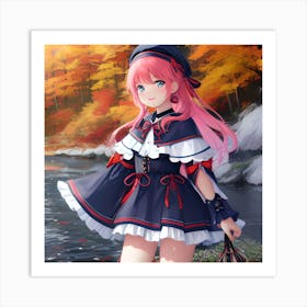 Anime Girl With Pink Hair 4 Art Print