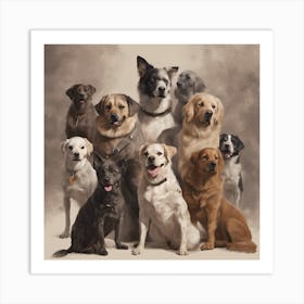 Group Of Dogs Art Print