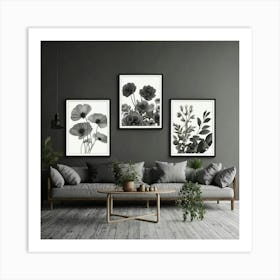 Black And White Flowers Art Print