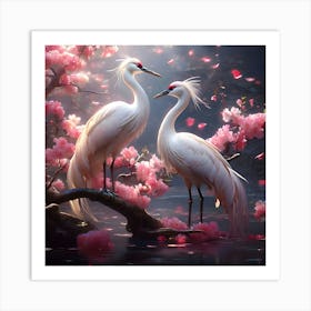 Egrets In Bloom Art Print