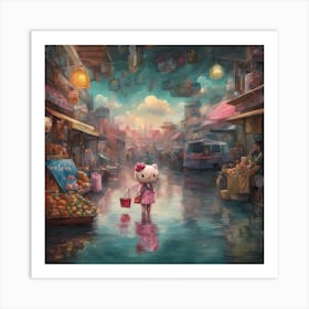 Hello Kitty in the shopping center Art Print