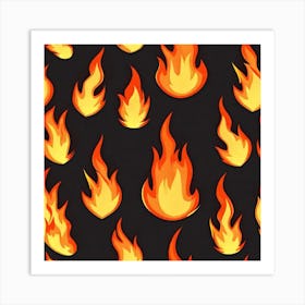 Flames On Black Background 47 Art Print