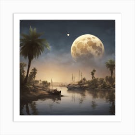 0 Big Moon On Nile Esrgan V1 X2plus Art Print