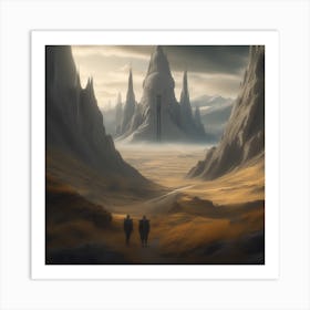 Two People Walking Through A Desert Art Print
