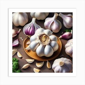 Garlic On A Plate Art Print