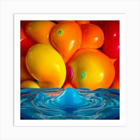 Firefly Red, Yellow, Blue, Orange, 3d, Flowing, Drops, Milk, Turquoise, Glowing, Background, Vibrant (8) Art Print