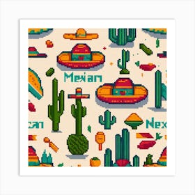 Mexican Pixel Art 1 Art Print