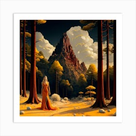 Girl In A Forest Art Print