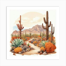 Cactus Desert art print Art Print