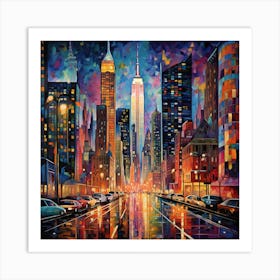 New York City At Night 3 Art Print