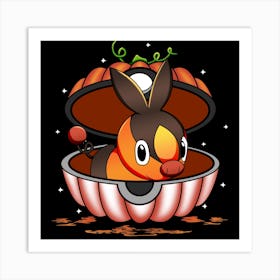 Tepig In Pumpkin Ball - Pokemon Halloween Art Print