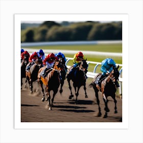 Jockeys Racing On The Track 4 Art Print