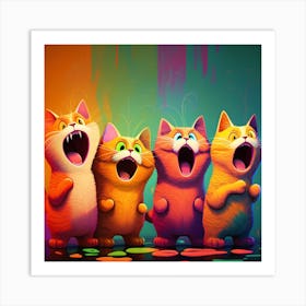 Screaming Cats Art Print