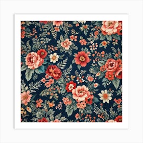 Beautiful Fabric With Floral Patttern 723133205 Art Print