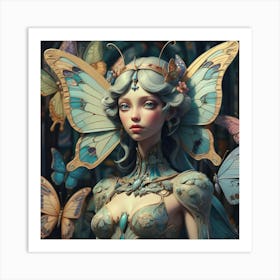 Fairy Girl With Butterflies Art Print