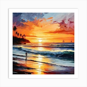 Sunset At The Beach 2 Art Print