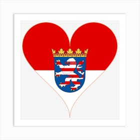 Heart Love Hesse Lion Federal State Coat Of Arms Flag Heart Shaped Art Print