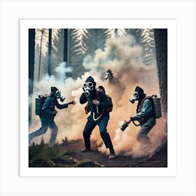 Men In Gas Masks Art Print