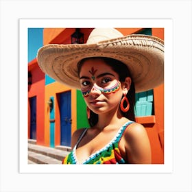 Mexican Girl In Sombrero 5 Art Print