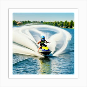 Jet Skier On Lake Art Print