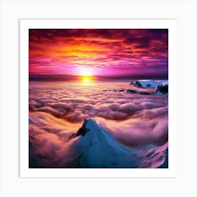 Sunrise Over Clouds Art Print