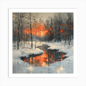 Winter Sunset Art Print