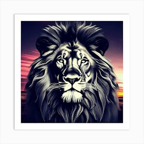 Lion At Sunset Art Print