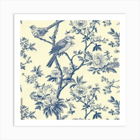 Blue Toile Wallpaper Art Print