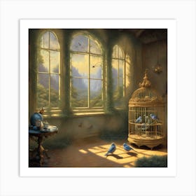 Birdcage by a Window Art Print