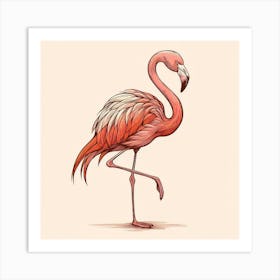 Line Art flamingo 1 Art Print