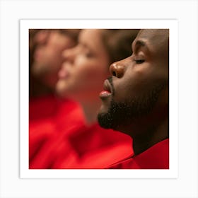 Choir Members In Red Shirts Art Print