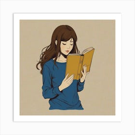 Girl Reading A Book Art Print