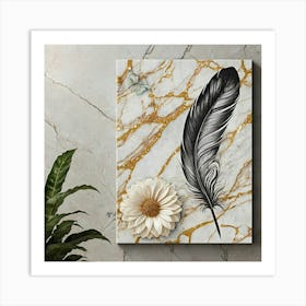 Black And Gold Feather Art Print