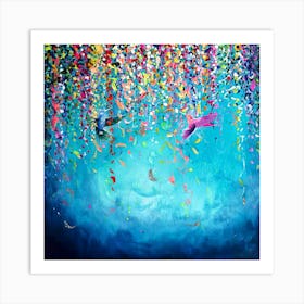 Confetti, bird and flower Art Print