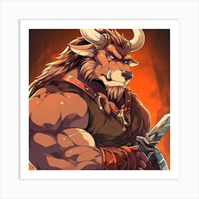 Bull With Two Swords Art Print