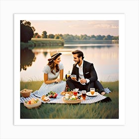 Couple Having A Picnic Art Print