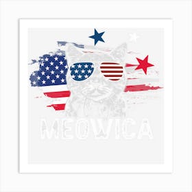 Hot Trend Meowica Cat Sunglasses American Flag 4th Of Art Print