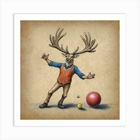 Deer With Ball 1 Art Print