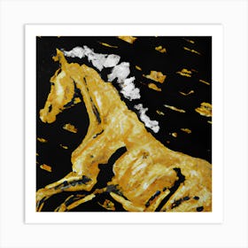 Golden Horse Painting Art Print