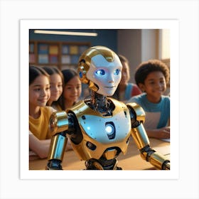 Robot In A Classroom Art Print