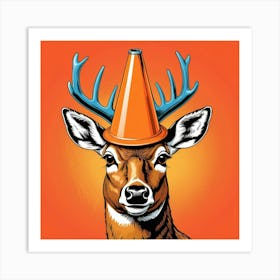 Deer With Cone Hat Art Print