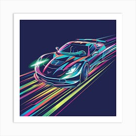 Neon Racing Car Art Print