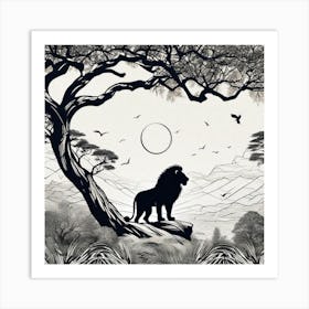 Lion In The Tree 3 Art Print