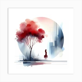 Woman And A Tree Art Print