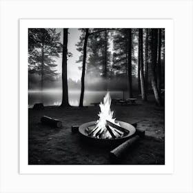 Campfire In The Woods 7 Art Print