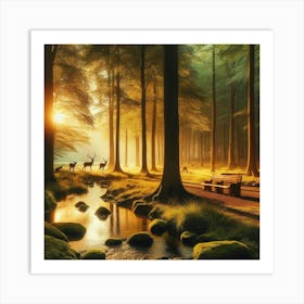 Sunrise In The Forest Art Print